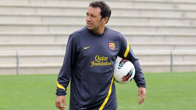 Eusebio Sacristán durant un entrenament del filial /FOTO: ARXIU FCB 