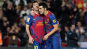Villa and Messi, celebrating the fourth goal against Zaragoza. PHOTO: MIGUEL RUIZ (FCB).
