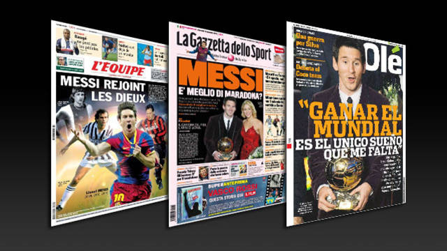 International press, at Messi's feet 