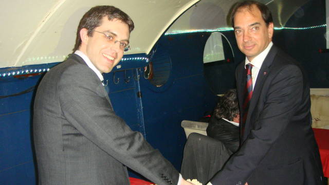 Josep M. Barnils at the celebration of the Penya Blaugrana London of Great Britain