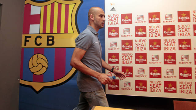 Guardiola after the press conference at the Camp Nou / PHOTO: MIGUEL RUIZ-FCB