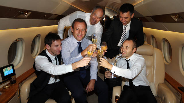Messi, Rosell, Zubizarreta, Bartomeu and Iniesta / PHOTO: MIGUEL RUIZ-FCB