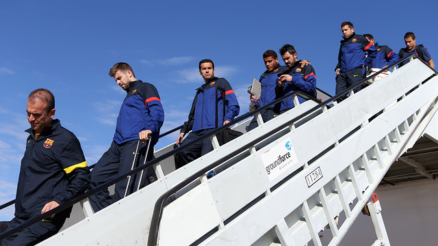 El equipo, a la llegada a Barcelona / FOTO: MIGUEL RUIZ  FCB