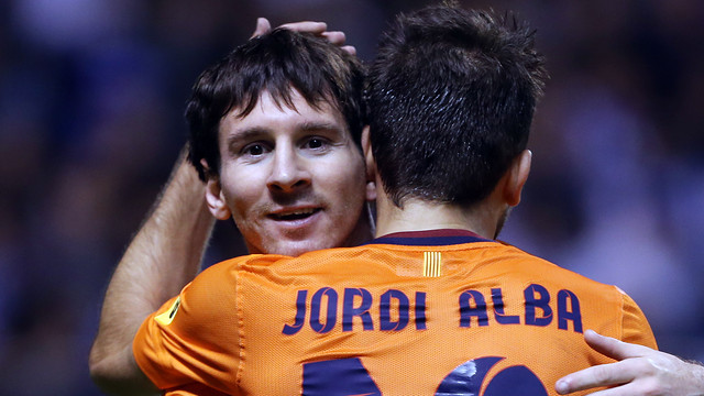 Leo Messi, celebrando un gol con Jordi Alba / FOTO: MIGUEL RUIZ-FCB