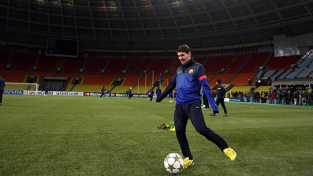 Messi, durante el entrenamiento en el Luzhniki Stadium / FOTO: MIGUEL RUIZ  FCB