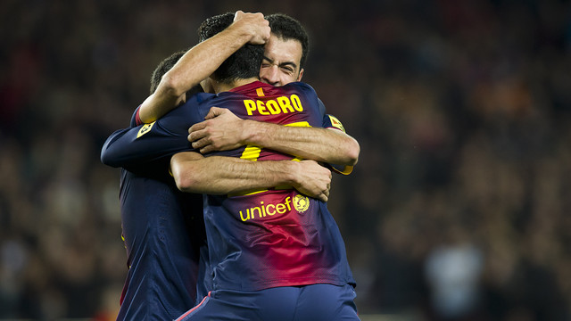 ダブルゴールを祝う / FOTO: ÁLEX CAPARRÓS-FCB ダブルゴールを祝う / FOTO: ÁLEX CAPARRÓS-FCB