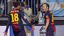 Iniesta i Alba, celebrant el 2-3 a Màlaga / FOTO: MIGUEL RUIZ-FCB.