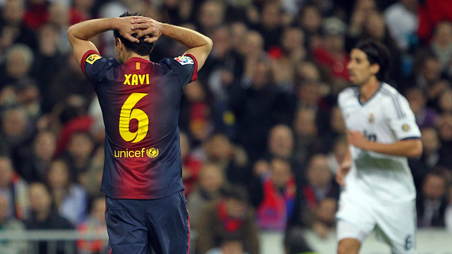 Xavi, en partido en el Bernabéu / FOTO: MIGUEL RUIZ - FCB