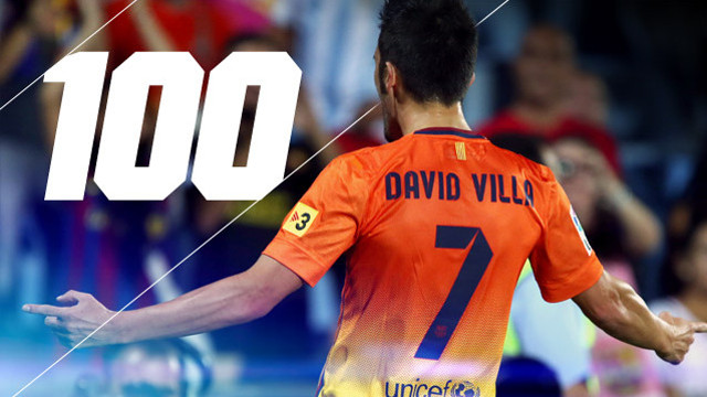 Villa plays his 100th game for Barça