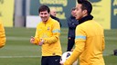 Leo Messi in a training session