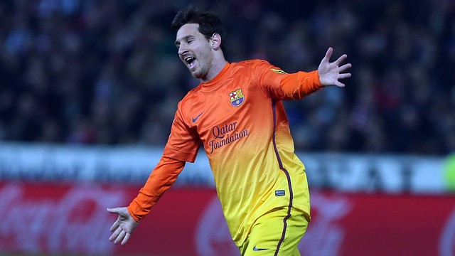Messi celebra el seu segon gol a Granada / FOTO: MIGUEL RUIZ-FCB