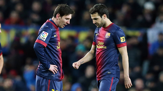 Cesc and Messi during the match. PHOTO: MIGUEL RUIZ - FCB