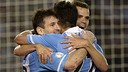 Messi celebra uno de los goles con sus compañeros / FOTO: AFP