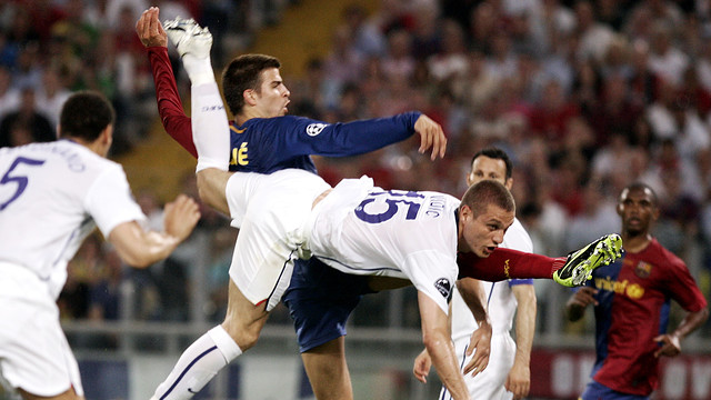 Piqué, durante la final de Champions del 2009 / FOTO: MIGUEL RUIZ-FCB