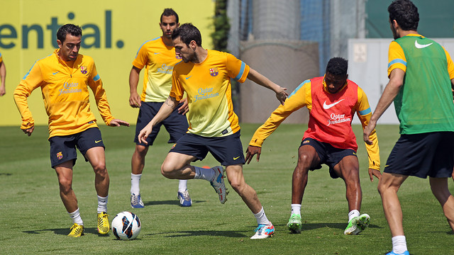 Los jugadores, en un entrenamiento de la semana pasada / FOTO: MIGUEL RUIZ  FCB