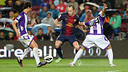 Iniesta in his 300th league appearance against Valladolid. PHOTO: MIGUEL RUIZ-FCB.