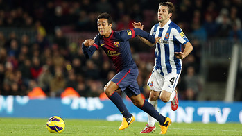 Thiago, durant el partit de la primera volta / FOTO: MIGUEL RUIZ-FCB