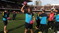 El primer equip, durant un entrenament de portes obertes / FOTO: ARXIU FCB