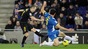 Iniesta, lors du dernier derby à Cornellà-El Prat / PHOTO: ARXIU FCB