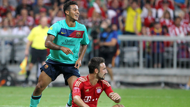 Thiago, durant el partit de l'Audi Cup contra elBayern del 2011. FOTO: Arxiu FCB