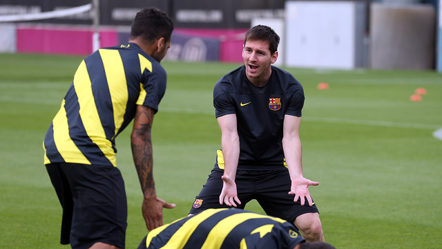 Leo Messi, durante el entrenamiento de esta mañana en la Ciudad Deportiva / FOTO: MIGUEL RUIZ - FCB
