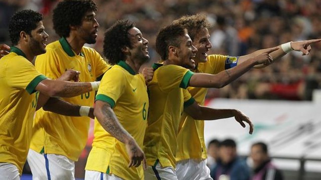 Neymar celebrating a Brazil goal against Korea. PHOTO: FIFA.COM