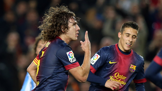 Puyol, celebrando un gol contra el Mâlaga. FOTO: MIGUEL RUIZ - FCB