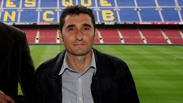 Valverde visiting the Camp Nou as a coach. PHOTO: MIGUEL RUIZ-FCB.