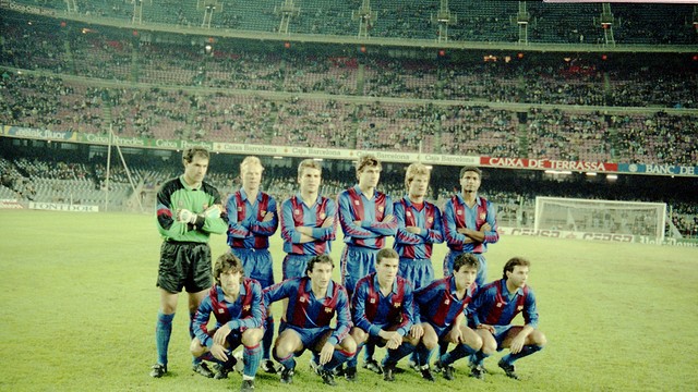 El equipo titular del Barça en 1990