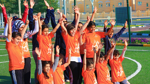 A group of participants in the project in Qatar. PHOTO: FC BARCELONA A group of participants in the project in Qatar. PHOTO: FC BARCELONA