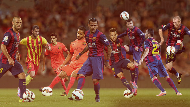 Жереми Матье, Жорди Альба, Хавьер Маскерано, Жерар Пике, Барселона, примера Испания, Марк Бартра