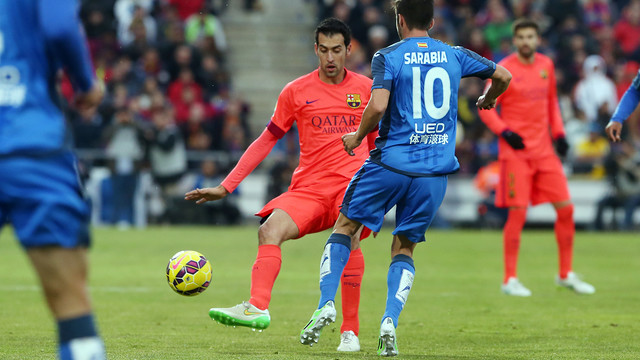 Sergio Busquets was not happy with the 0-0 draw at the Coliseum Alfonso Pérez / PHOTO: MIGUEL RUIZ - FCB