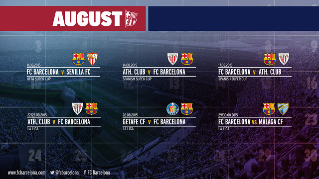 Three of Barça's six games in August will be against Athletic Club Bilbao. / FCB