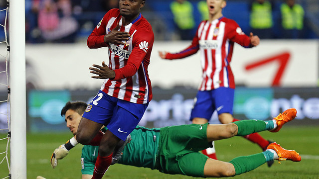 Atlético's Thomas celebrates the winning goal versus Levante on Saturday night. / Ángel Gutiérrez