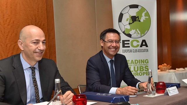 Josep Maria Bartomeu (right), with Ivan Gazidis of Arsenal, at the last ECA meeting in Geneva. / ECA Josep Maria Bartomeu (right), with Ivan Gazidis of Arsenal, at the last ECA meeting in Geneva. / ECA